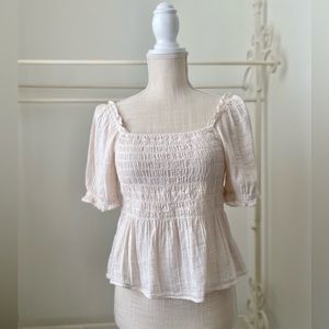 Breezy Tieback Gauzy Peplum Top- Size Medium